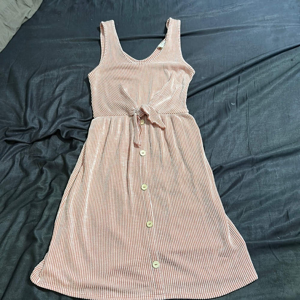 Large red and white striped dress. Stretchy.